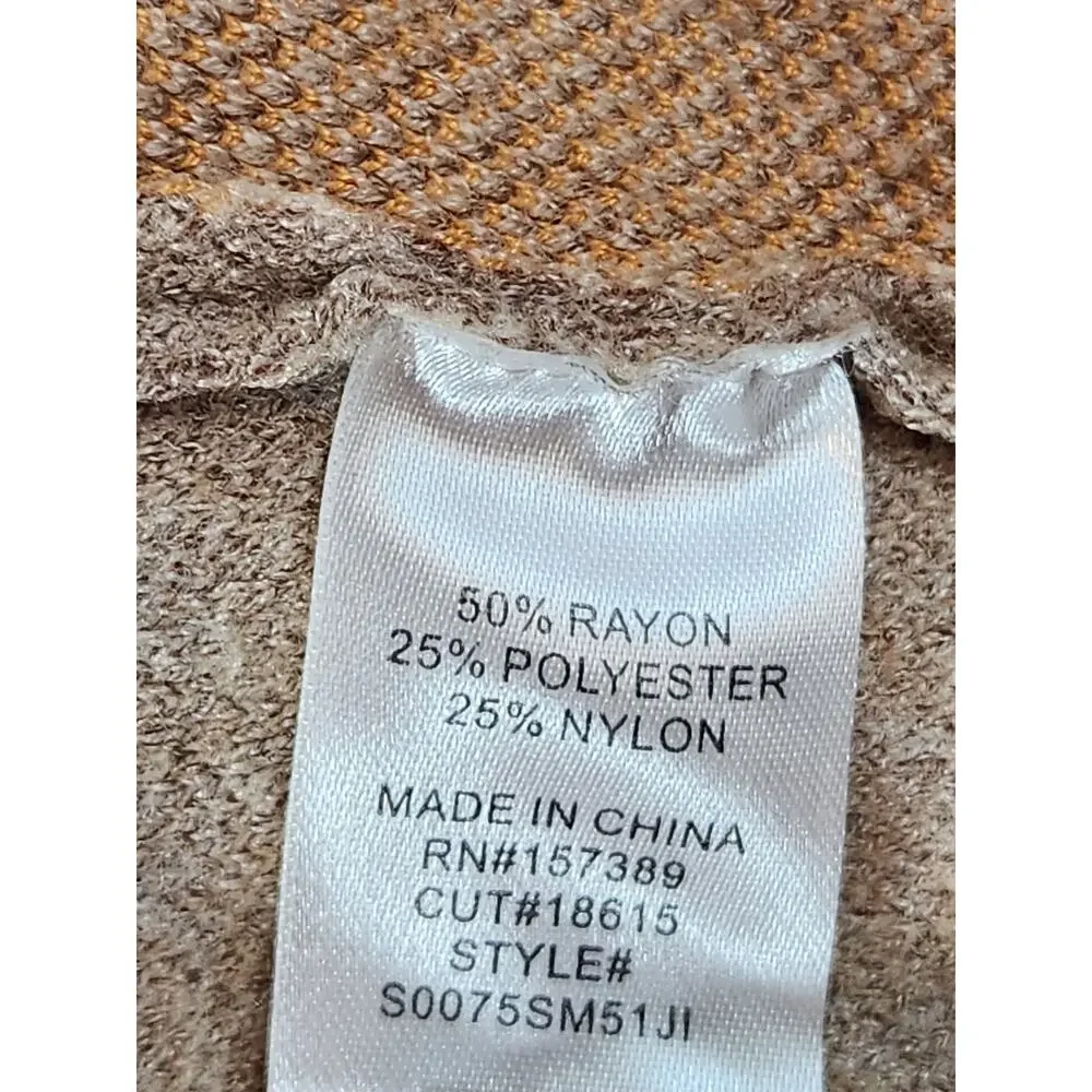 Originality Large long sleeve smiley face daisy checked boxy sweater tan cream